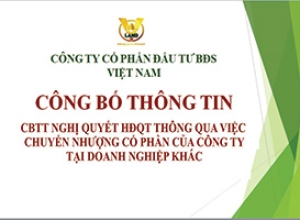 CBTT NGHỊ QUYẾT HĐQT THÔNG QUA VIỆC CHUYỂN NHƯỢNG CỔ PHẦN CỦA CÔNG TY TẠI DOANH NGHIỆP KHÁC