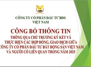 THÔNG QUA CHỦ TRƯƠNG KÝ KẾT VÀ THỰC HIỆN CÁC HỢP ĐỒNG, GIAO DỊCH GIỮA CÔNG TY CỔ PHẦN ĐẦU TƯ BẤT ĐỘNG SẢN VIỆT NAM VÀ NGƯỜI CÓ LIÊN QUAN TRONG NĂM 2025